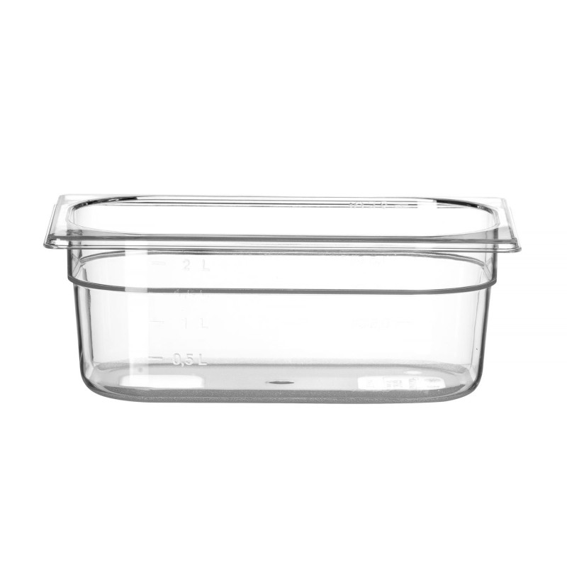 Talpykla GN 1/4 iš polikarbonato, HENDI, Profi Line, GN 1/4, 2,8L, Permatomas, 265x162x(H)100mm