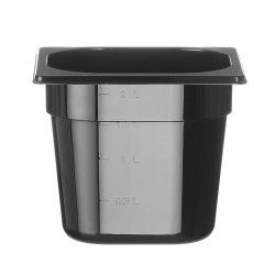 GN talpykla 1/6 iš juodo polikarbonato, HENDI, Profi Line, GN 1/6, 2,4L, Juodas, 176x162x(H)150mm