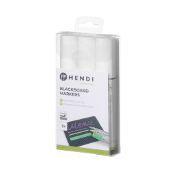 Žymekliai lentelėms, plačiu antgaliu, HENDI, 3 balti žymekliai