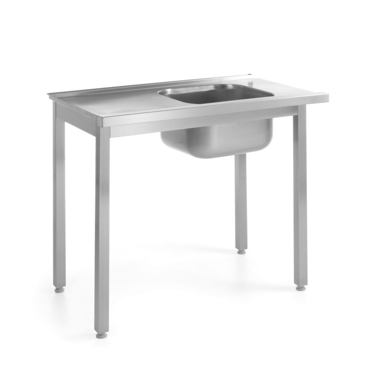Stalas su kriaukle indaplovėms – susukamas varžtais, HENDI, Kitchen Line, 1000x600x(H)850mm