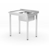 Stalas su plovimo vonia ir lentyna – susukamas varžtais, gylis 600 mm, HENDI, Profi Line, Dešinioji pusė, 800x600x(H)850mm