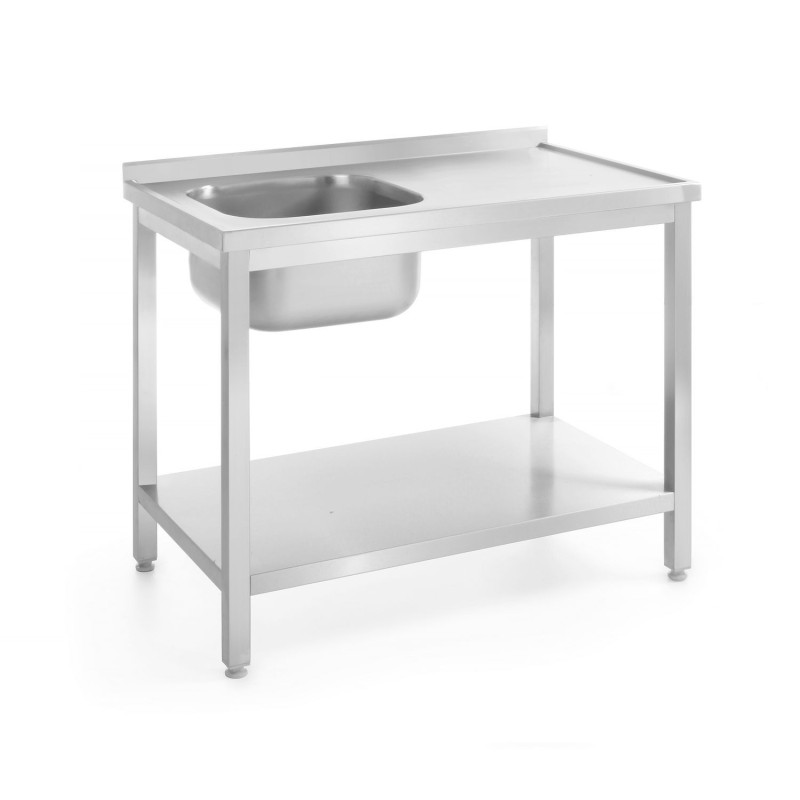 Stalas su kriaukle ir lentyna – susukamas varžtais, gylis 700 mm, HENDI, Profi Line, Kairės pusės, 1000x700x(H)850mm