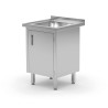 Kriauklės stalas, suvirintas, su spintele ir varstomomis durelėmis, HENDI, Profi Line, 500x700x(H)850mm