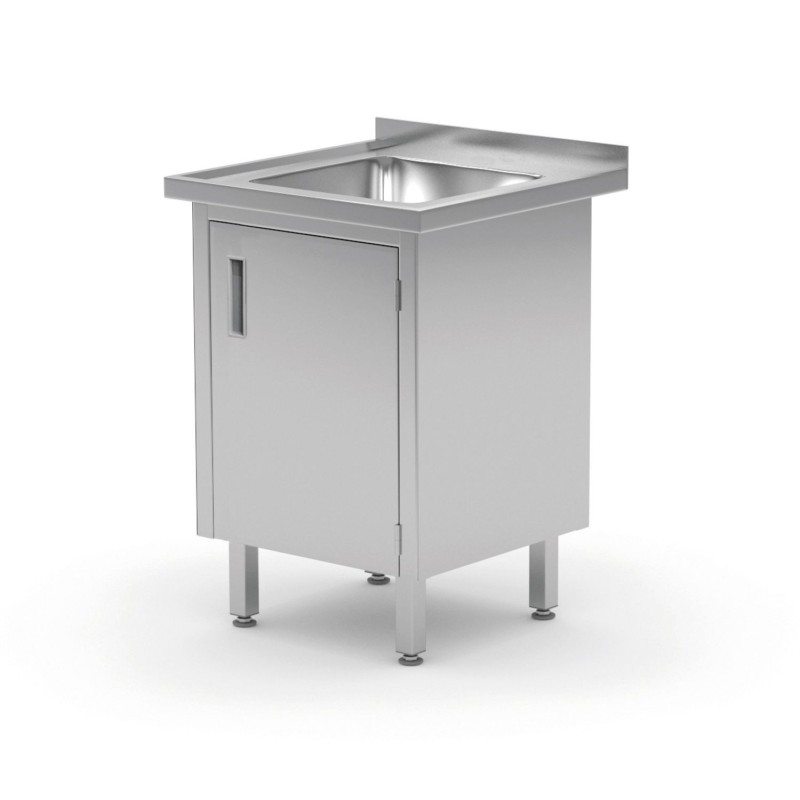 Kriauklės stalas, suvirintas, su spintele ir varstomomis durelėmis, HENDI, Profi Line, 600x700x(H)850mm