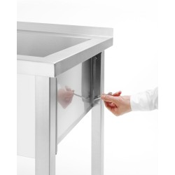 Stalas su viena plovimo vonia, be galinio bortelio – surenkamas, gylis 600 mm, HENDI, Budget Line, 800x600x(H)850mm