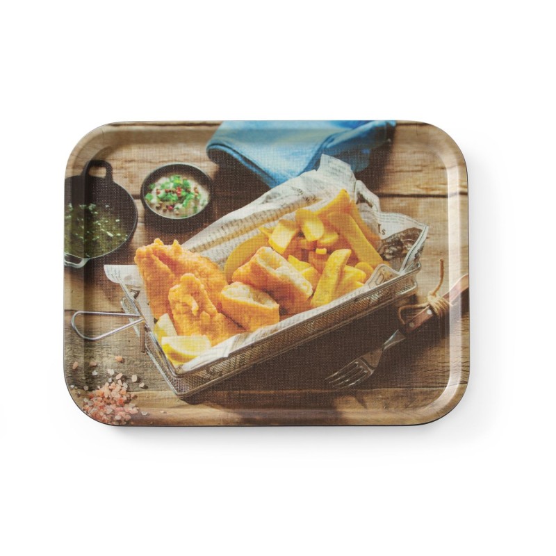Neslystantis valgio padėklas, su atspaudais, HENDI, tasty fish &amp chips, 330x430mm