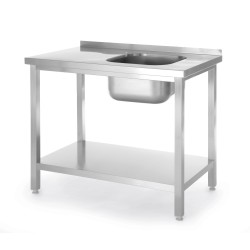 Stalas n.pl. su plautuve dešinėje ir lentyna 100x600x850mm