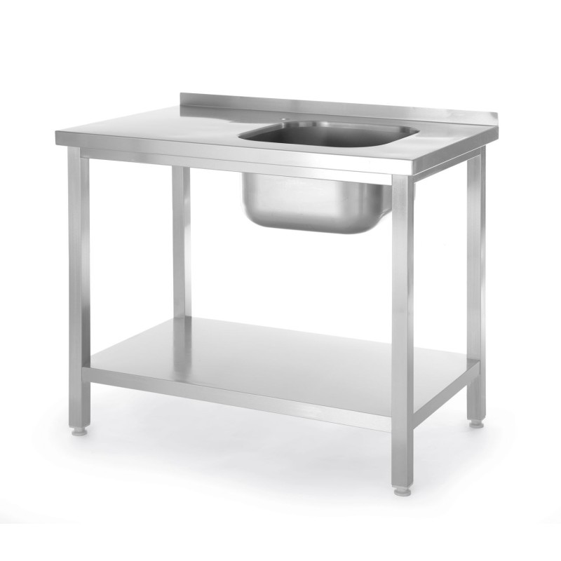 Stalas n.pl. su plautuve kairėje ir lentyna 100x600x850mm