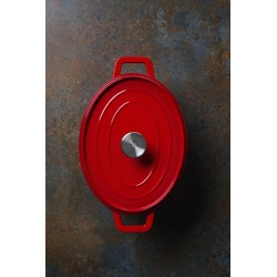 Emaliuotas ketaus puodas, HENDI, 4,4L, Raudona, 365x290x(H)115mm