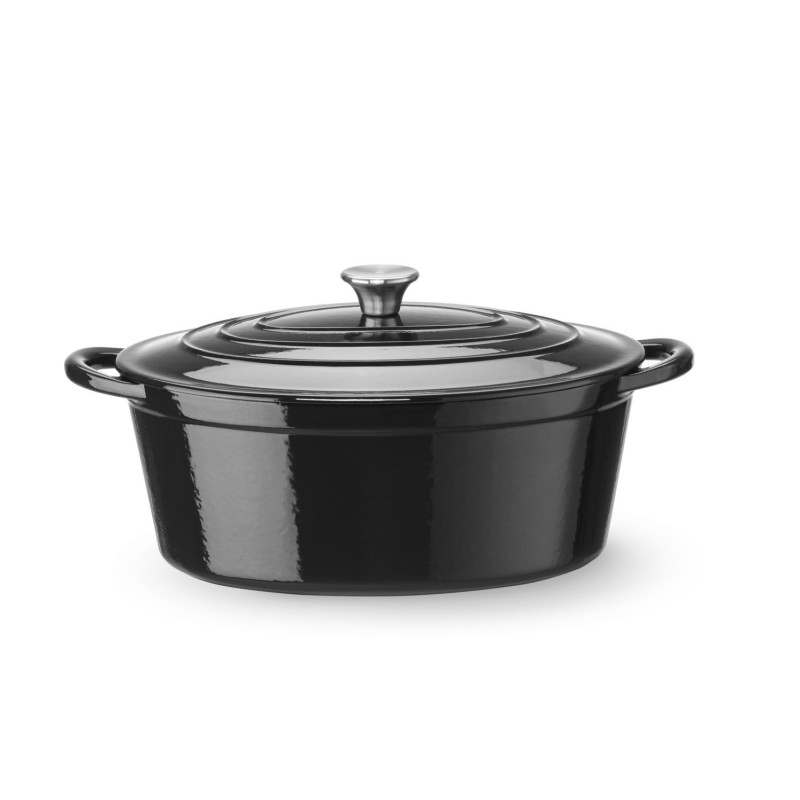 Emaliuotas ketaus puodas, HENDI, 6,88L, Juodas, 405x255x(H)134mm