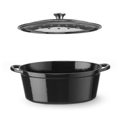 Emaliuotas ketaus puodas, HENDI, 6,88L, Juodas, 405x255x(H)134mm