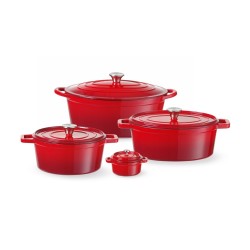 Emaliuotas ketaus puodas, HENDI, 6,88L, Raudona, 405x255x(H)134mm