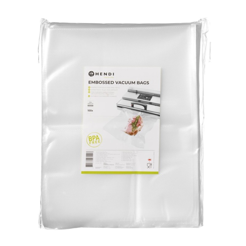 Gofruoti maišeliai sous vide gaminimui, bekamerėms ir vakuuminėms pakavimo mašinoms, HENDI, 100 vnt., 300x400mm