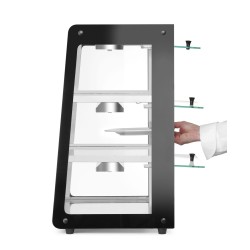 Šildoma vitrina su 3 lentynom, HENDI, Juodas, 230V/500W, 472x447x(H)775mm