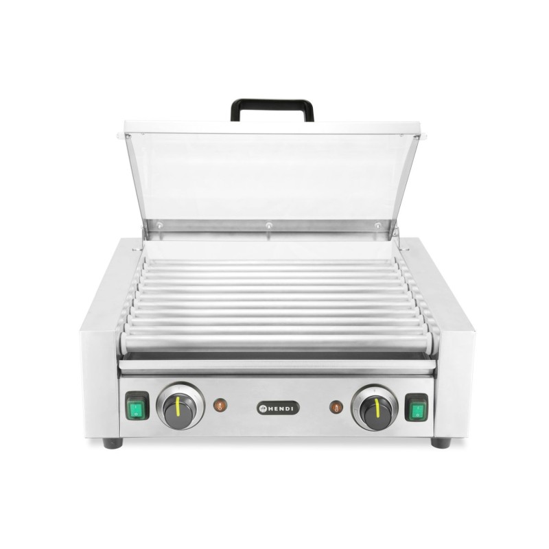 Dešrelių kepimo grilis – 2 zonos su energiją taupančiu dangčiu, HENDI, 230V/980W, 566x527x(H)259mm