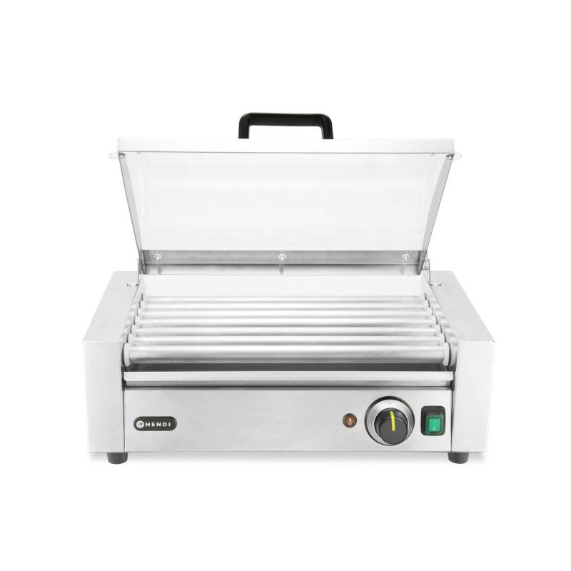 Dešrelių kepimo grilis, 1 zona su energiją taupančiu dangčiu, HENDI, 230V/620W, 566x375x(H)259mm