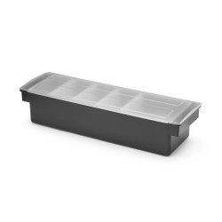 Baro konteineris gėrimų priedams – 5 įdėklai, BarUp, Juodas, 480x150x(H)100mm