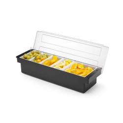 Baro konteineris gėrimų priedams – 5 įdėklai, BarUp, Juodas, 480x150x(H)100mm