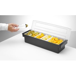 Baro konteineris gėrimų priedams – 5 įdėklai, BarUp, Juodas, 480x150x(H)100mm