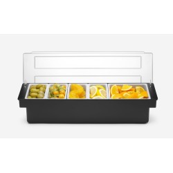 Baro konteineris gėrimų priedams – 5 įdėklai, BarUp, Juodas, 480x150x(H)100mm