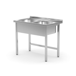 Stalas su dvejomis kriauklėmis – suvirintas, HENDI, Kitchen Line, 1000x600x(H)850mm
