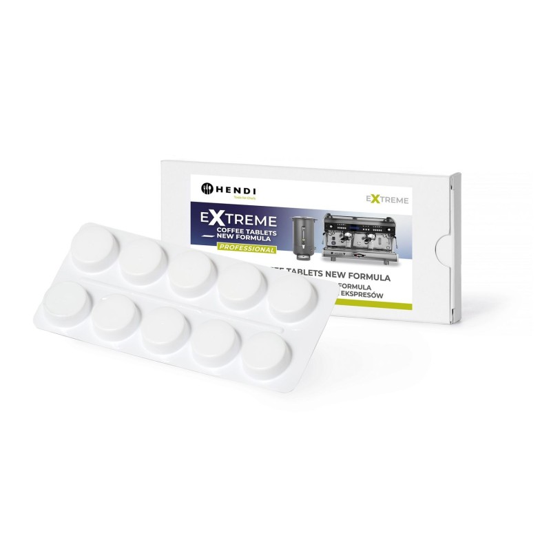 Naujos formulės Extreme Coffee tablets, profesionalus kavos mašinų valymo agentas, HENDI, 10 tablečių lapelis