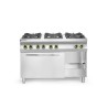Dujinė viryklė Kitchen Line, 6 degikliai, su konvekcine orkaite GN 1/1, HENDI, 230V/3000W, 28,5kW, 1200x722x(H)900mm