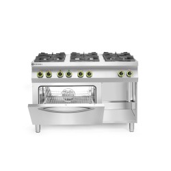 Dujinė viryklė Kitchen Line, 6 degikliai, su konvekcine orkaite GN 1/1, HENDI, 230V/3000W, 28,5kW, 1200x722x(H)900mm