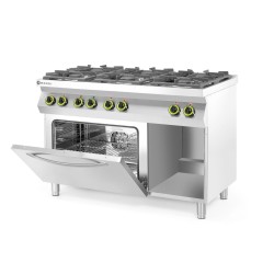 Dujinė viryklė Kitchen Line, 6 degikliai, su konvekcine orkaite GN 1/1, HENDI, 230V/3000W, 28,5kW, 1200x722x(H)900mm