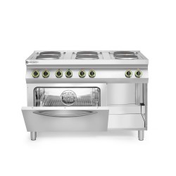 6 kaitviėčių elektrinė viryklė Kitchen Line su konvekcine elektrine orkaite GN 1/1, HENDI, 400V/18600W, 1200x700x(H)900mm