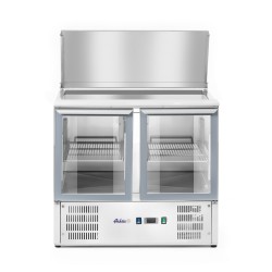 Šaldomas 2 durų įstiklintas stalas su atlenkamuju dangčiu, Arktic, 146L, 230V/145W, 700x900x(H)860mm