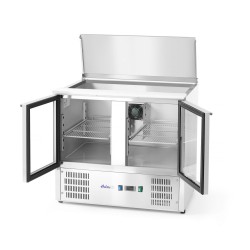 Šaldomas 2 durų įstiklintas stalas su atlenkamuju dangčiu, Arktic, 146L, 230V/145W, 700x900x(H)860mm