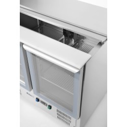 Šaldomas 2 durų įstiklintas stalas su atlenkamuju dangčiu, Arktic, 146L, 230V/145W, 700x900x(H)860mm