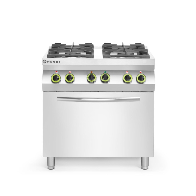 Dujinė viryklė, 4 degikliai, su konvekcine orkaite GN 1/1, HENDI, Kitchen Line, 230V/3000W, 19kW, 800x722x(H)900mm