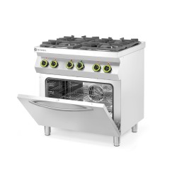 Dujinė viryklė, 4 degikliai, su konvekcine orkaite GN 1/1, HENDI, Kitchen Line, 230V/3000W, 19kW, 800x722x(H)900mm