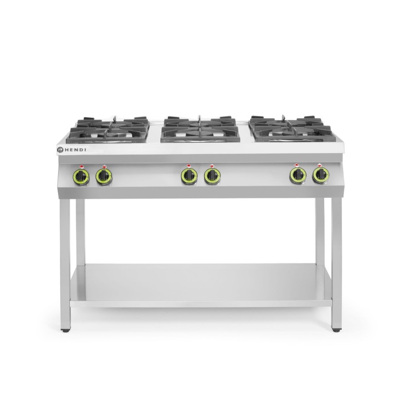 Dujinė viryklė, 6 degikliai, su atviru stovu, HENDI, Kitchen Line, 28,5kW, 1200x700x(H)900mm
