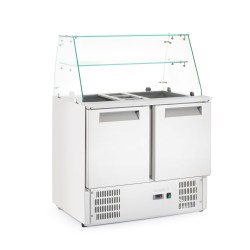 2 durų salotų šaldytuvo stalas su stikliniu antstatu, Arktic, 146L, 230V/145W, 695x900x(H)1270mm