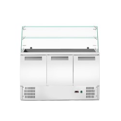 3 durų salotų šaldytuvo stalas su stikliniu antstatu, Arktic, 219L, 230V/155W, 695x1365x(H)1270mm