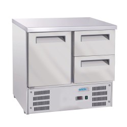 Šaldytuvas su stalviršiu, 1 durelėmis ir 2 stalčiais, Arktic, GN 1/1, 247L, 230V/143W, 900x700x(H)855mm