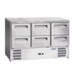 Šaldytuvas su stalviršiu ir 6 stalčiais, Arktic, GN 1/1, 368L, 230V/304W, 1365x700x(H)855mm