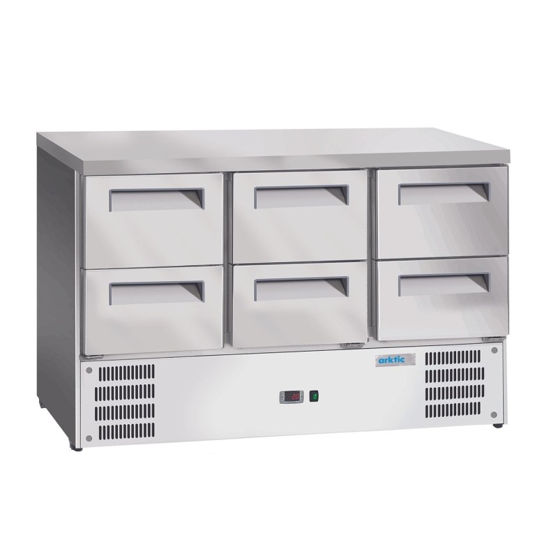 Šaldytuvas su stalviršiu ir 6 stalčiais, Arktic, GN 1/1, 368L, 230V/304W, 1365x700x(H)855mm