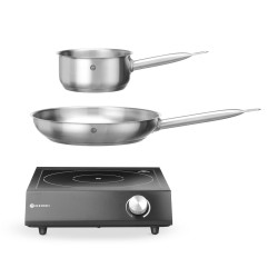 Rinkinys: Indukcinė viryklė 3500 W + prikaistuvis + keptuvė, HENDI, Juodas, 230V/3500W, 320x395x(H)95mm