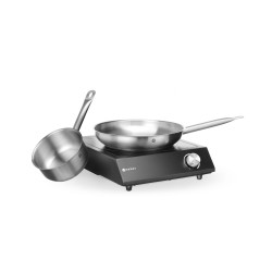 Rinkinys: Indukcinė viryklė 3500 W + prikaistuvis + keptuvė, HENDI, Juodas, 230V/3500W, 320x395x(H)95mm