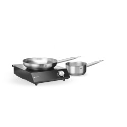 Rinkinys: Indukcinė viryklė 3500 W + prikaistuvis + keptuvė, HENDI, Juodas, 230V/3500W, 320x395x(H)95mm