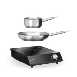 Rinkinys: Indukcinė viryklė 3500 W + prikaistuvis + keptuvė, HENDI, Juodas, 230V/3500W, 320x395x(H)95mm