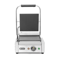 Vienpusis kontaktinis grilis, HENDI, rifliuotas viršus ir lygi apačia, 230V/1800W, 310x375x(H)216mm