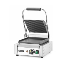 Vienpusis kontaktinis grilis, HENDI, rifliuotas viršus ir lygi apačia, 230V/1800W, 310x375x(H)216mm