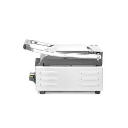 Vienpusis kontaktinis grilis, HENDI, rifliuotas viršus ir lygi apačia, 230V/1800W, 310x375x(H)216mm