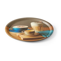 Neslystantis valgio padėklas, su atspaudais, HENDI, tasty coffee, ⌀380x(H)15mm
