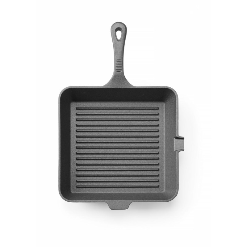 Ketaus grilio keptuvė, HENDI, Juodas, 250x250x(H)50mm, Kvadratinis